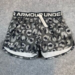 Under Armour Girls Animal Print Athletic Shorts Size YLG 14-16 Black & Gray
